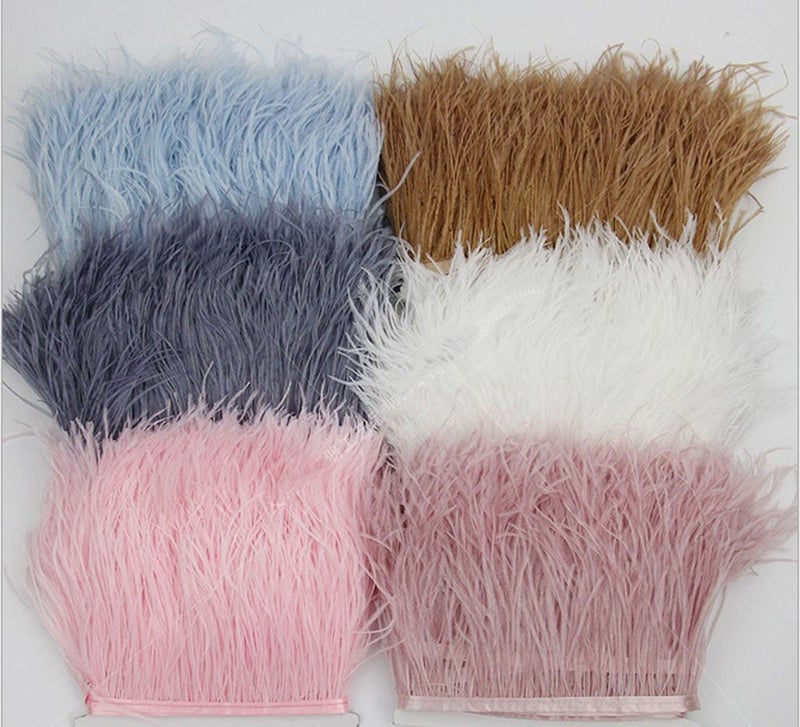 KOLIGHT Pack of 2 Yards Natural Dyed Ostrich Feathers Trim Fringe 4~5inch for DIY Dress Sewing Crafts Costumes Decoration (White) - Image 4
